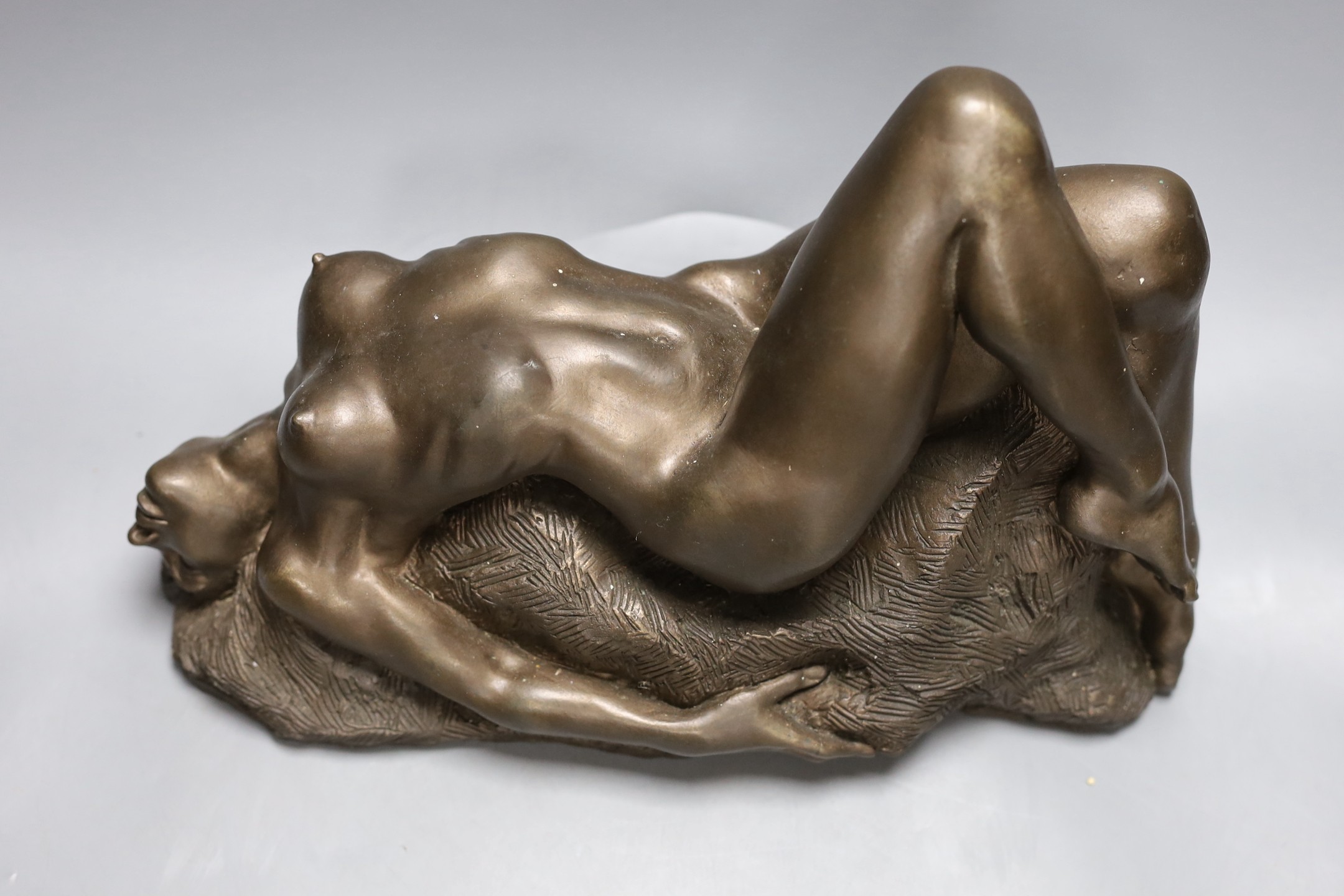 Ronald Cameron (b.1930), simulated bronze, 'Marnie', recumbent female nude, 36cm